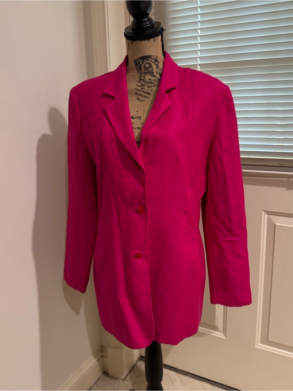 Vintage Norton McNaughton Women's Bright Pink linen blend Blazer Jacket